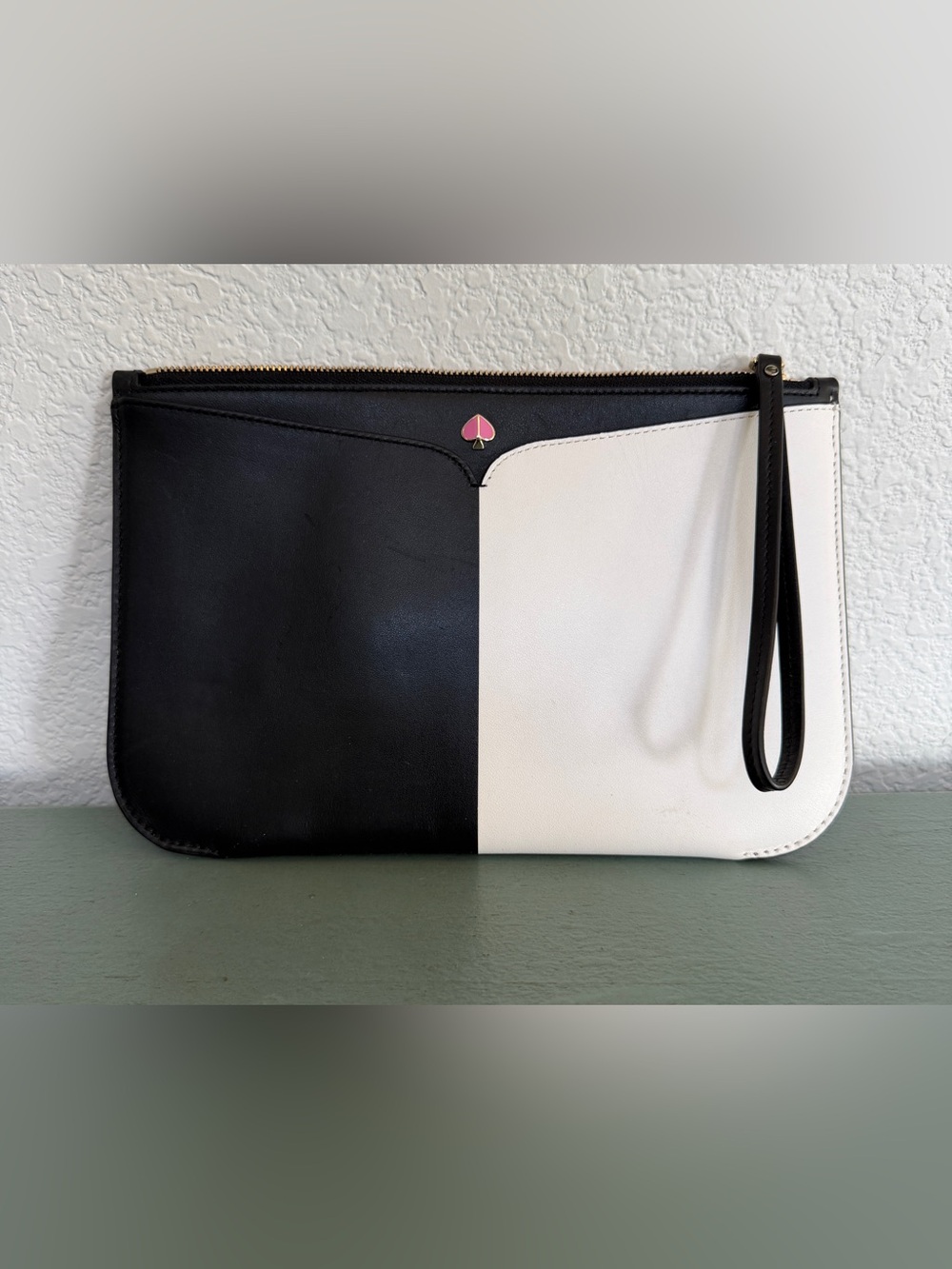 Kate Spade Nicola Bicolor Smooth Italian Leather Large Pouch Wristlet Clutch